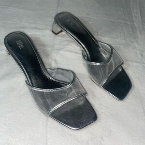 Zara Silver Women's Heeled Sandals